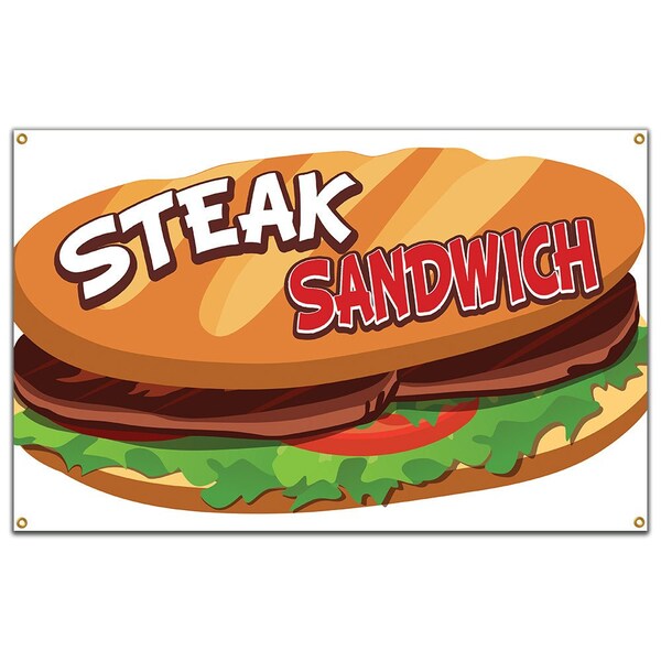 Steak Sandwich Banner Concession Stand Food Truck Single Sided